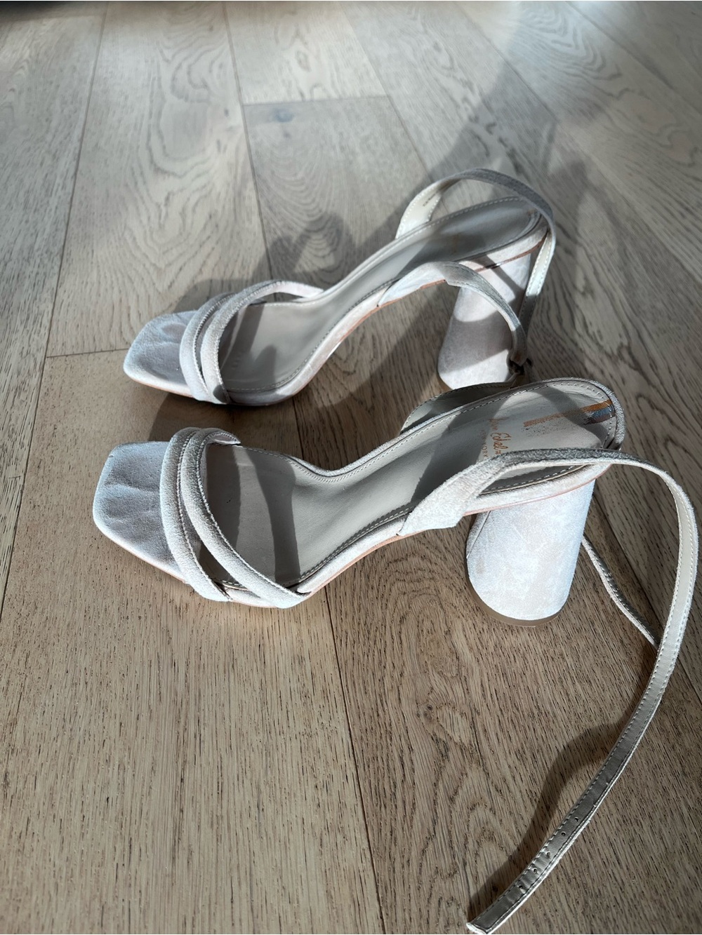Sam Edelman Suede Ivory Strappy Open-Toe Heeled Sandals - Picture 2 of 4